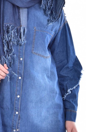 Jeans Hemd mit Druckknopf  61003-01 Blau 61003-01