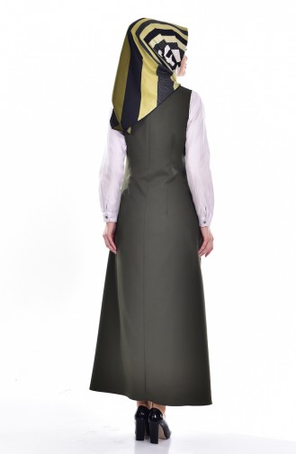 Hijab Kleid mit Pailetten  0211-04 Khaki 0211-04