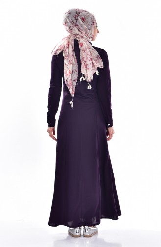 Gömlek Yakalı Elbise 3431-03 Mor