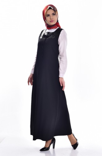 Payetli Jile Elbise 0211-01 Siyah