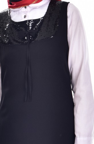 Payetli Jile Elbise 0211-01 Siyah