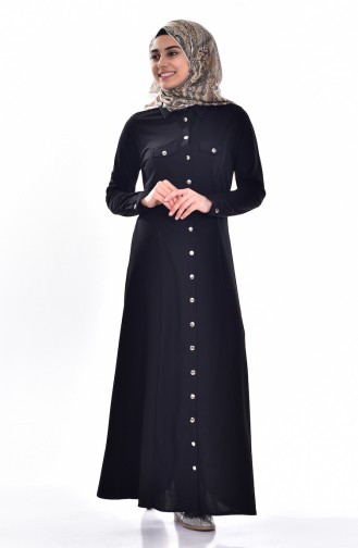 Kleid mit Hemdkragen 3431-01 Schwarz  3431-01