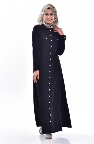 Kleid mit Hemdkragen 3431-01 Schwarz  3431-01