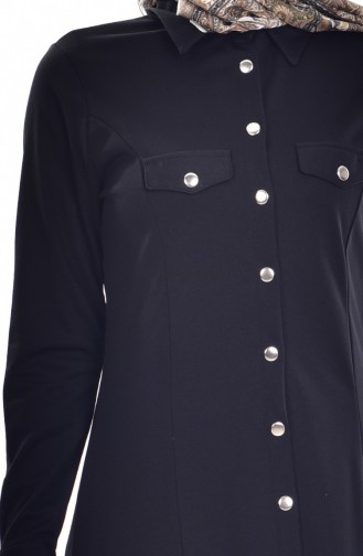 Gömlek Yakalı Elbise 3431-01 Siyah