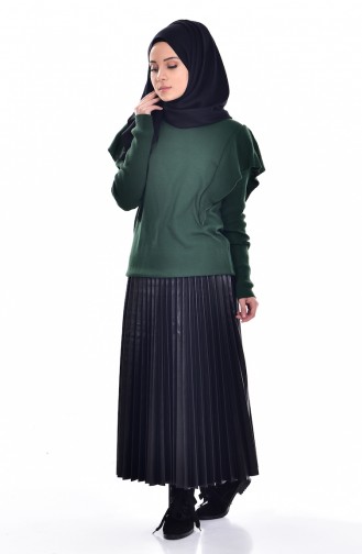 Pull Tricot Col Zéro 0911-02 Vert emeraude 0911-02