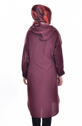 Hooded Asymmetric Tunic 61032-01 Claret Red 61032-01