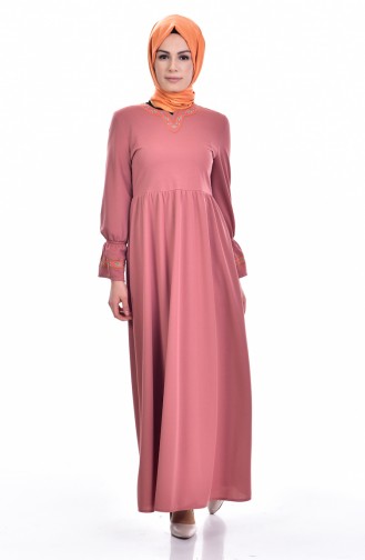 Dusty Rose Hijab Dress 8018-06