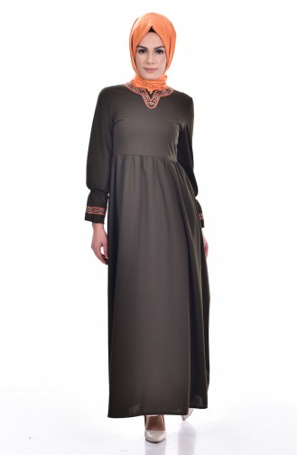 Khaki Hijab Dress 8018-05