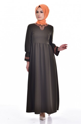 Khaki Hijab Dress 8018-05