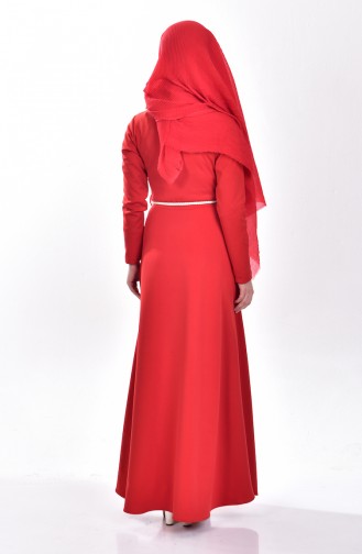 Hijab Kleid mit Knopf 0015-01 Rot 0015-01