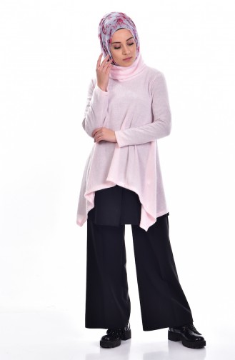 Pull Col Roulé Asymétrique 12025-02 Rose 12025-02