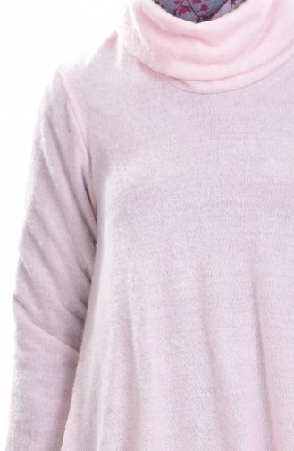 Pull Col Roulé Asymétrique 12025-02 Rose 12025-02