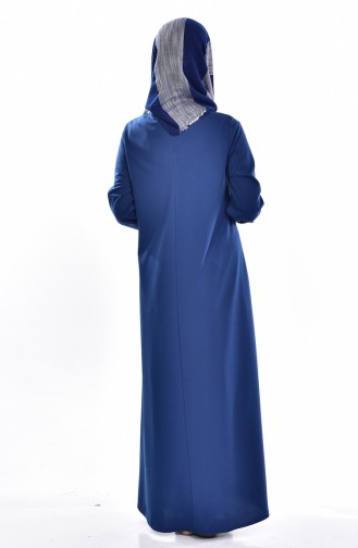 Elastic Sleeve Dress 0006-09 İndigo 0006-09