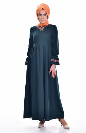 Emerald Green Hijab Dress 8018-01