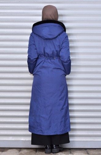 Trench Coat a Capuche 5047-03 Bleu Marine Clair 5047-03