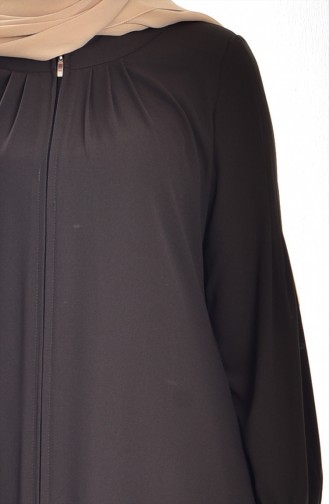 Abaya Fermeture a Glissiere 0081-03 Vert Khaki 0081-03