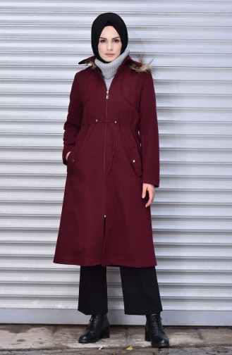 معطف طويل أحمر كلاريت 5059-02