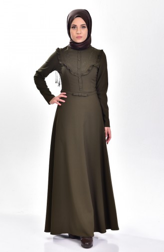 Khaki Hijab Dress 0611-03