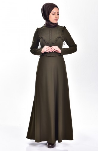 Khaki Hijab Dress 0611-03