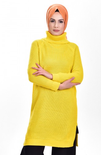 Pull Col Roulé Tricot 2017-08 Jaune 2017-08