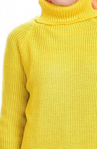 Pull Col Roulé Tricot 2017-08 Jaune 2017-08