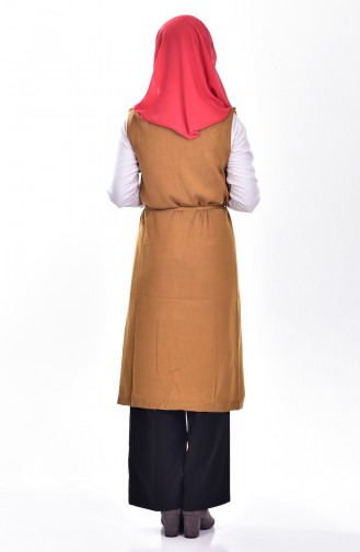 Nakışlı Triko Yelek 3157-05 Taba