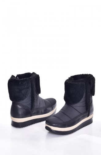 Pelzartige kurze Schneestiefel 0214A-05 Schwarz 0214A-05