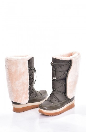 Pelzartige lange Schneeboots 0223A-01 Grün 0223A-01