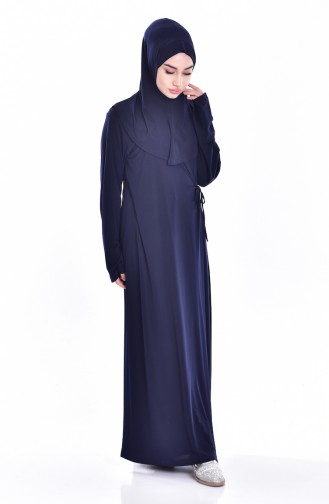 Dunkelblau Hijab Kleider 1015-02