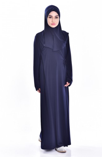 Dunkelblau Hijab Kleider 1015-02