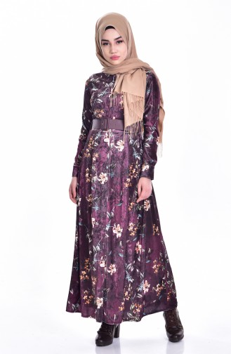 Plum Hijab Dress 5031-03