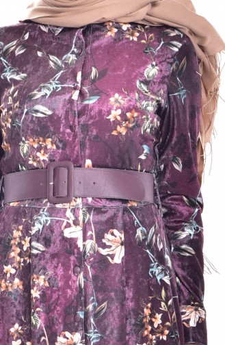 Robe Velours a Ceinture 5031-03 Plum 5031-03