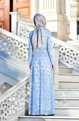 Baby Blue Hijab Evening Dress 10016-01