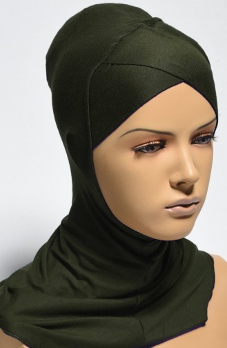Grand Bonnet Hijab Croix  19 Vert Militaire 19