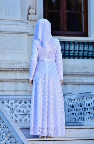 White Hijab Evening Dress 0142-02