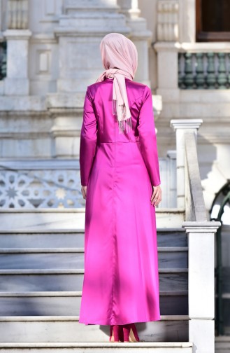 Fuchsia Hijab Evening Dress 5406-01