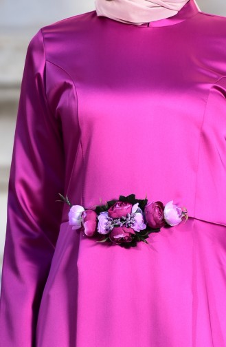 Abendkleid mit Blumendetail  5406-01 Fuchsia 5406-01