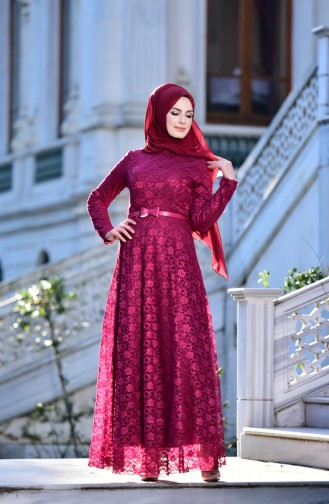 فساتين سهرة بتصميم اسلامي فوشيا 0142-05