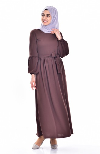 Dark Brown Hijab Dress 5103-04