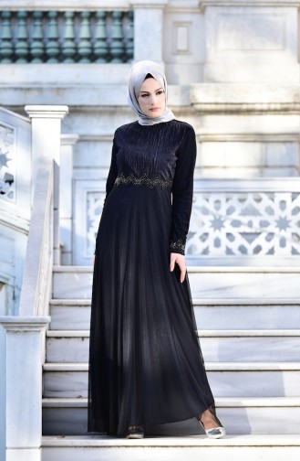 Hijab  Abendkleid  99135-09 Dunkelblau 99135-09