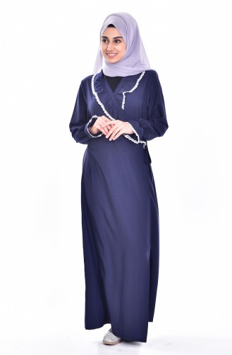 Navy Blue Hijab Dress 1004-01