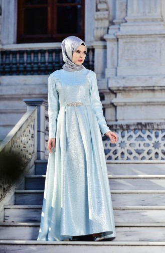 Mint green İslamitische Avondjurk 5497-03