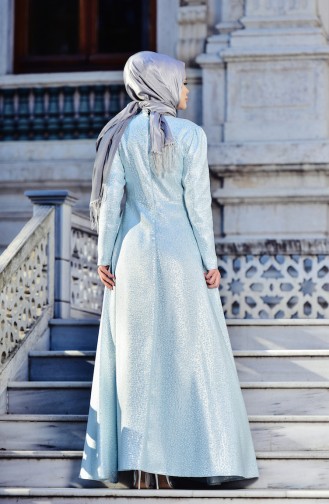 Mint Green Hijab Evening Dress 5497-03