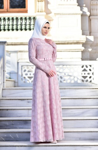 Pink Hijab Evening Dress 10016-03