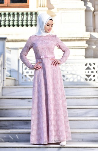 Lace Coated Evening Dress 10016-03 Pink 10016-03