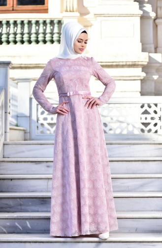 Pink Hijab Evening Dress 10016-03