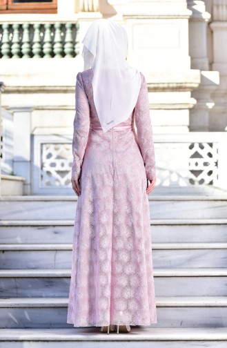 Pink Hijab Evening Dress 10016-03