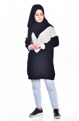Patterned Knitwear Sweater 6700-04 Black 6700-04