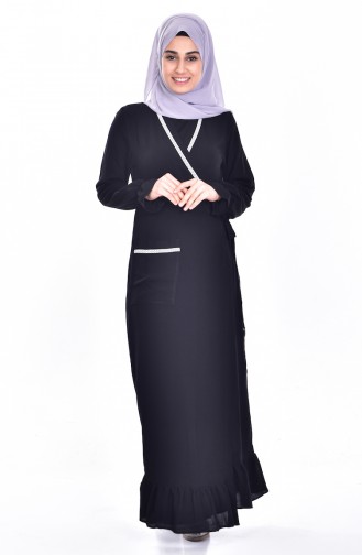 فستان بتصميم مطرز مع جيوب  1001-04