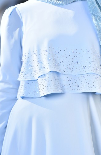 Baby Blue Hijab Evening Dress 4481-03